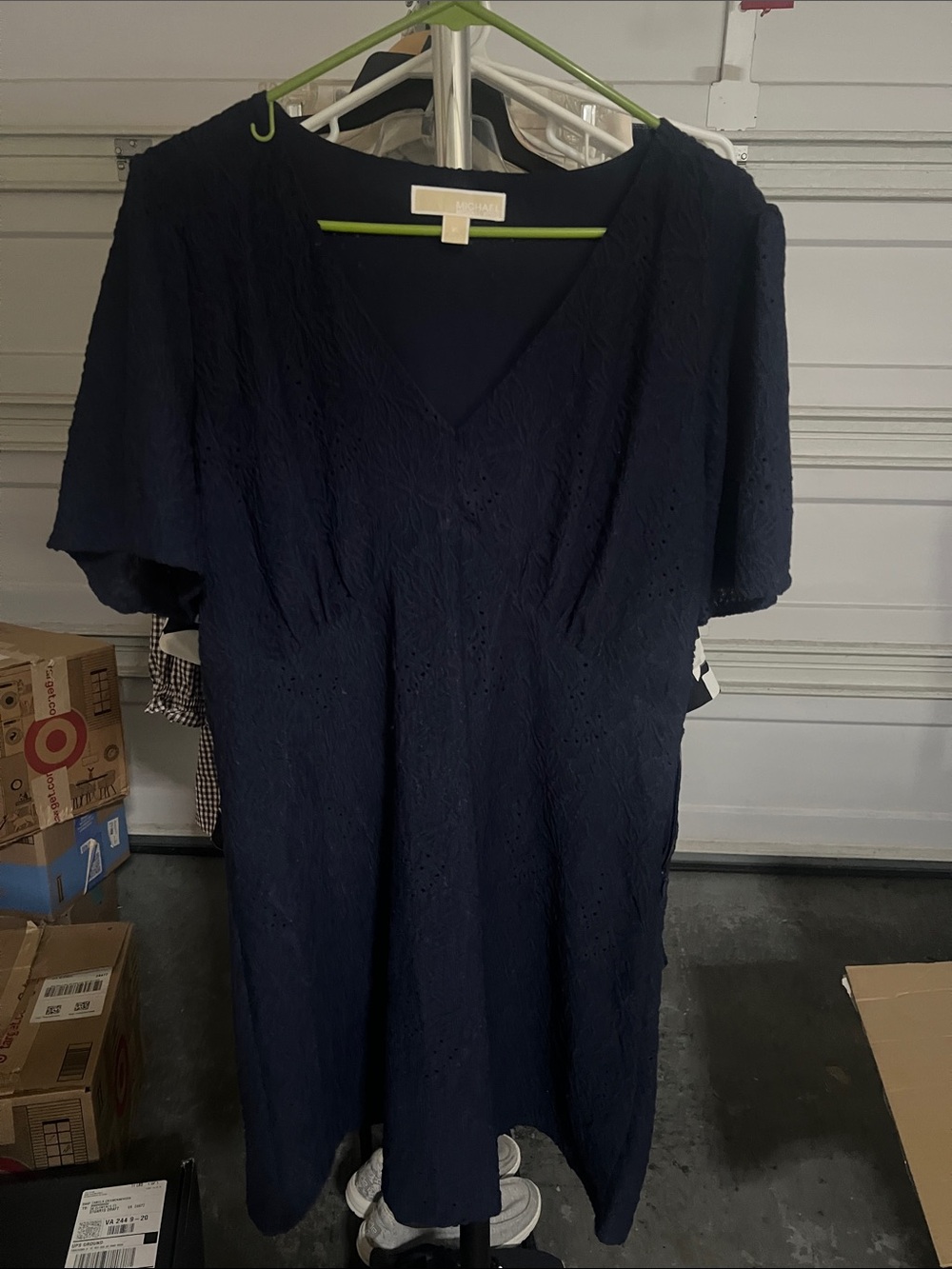 Elevated Michael Kors Navy Eyelet V-Neck Dress